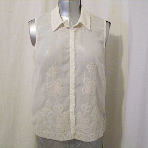 Forever 21 Embroidered Hi Lo Sleeveless Blouse L
